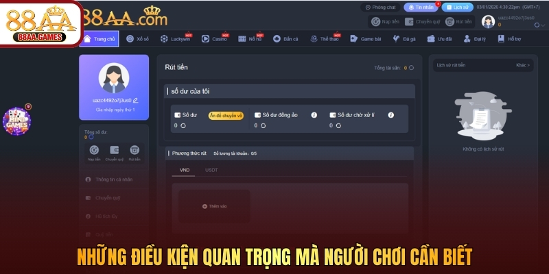 Những điều kiện quan trọng mà người chơi cần biết 